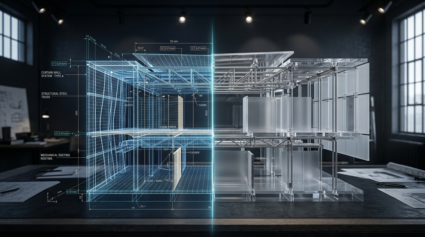 Digital CAD/BIM Wireframe to Physical Scale Model Engineering Dissection